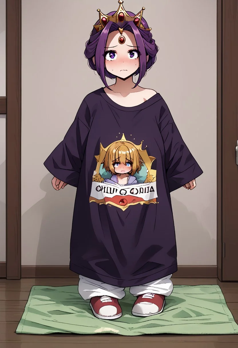 MIRELLIA Q MELROMARC, CROWN, TIARA, shirt, full body, ShrinkingConcept, shrinkingclothing, oversized clothes, shrinking, full body, child, small