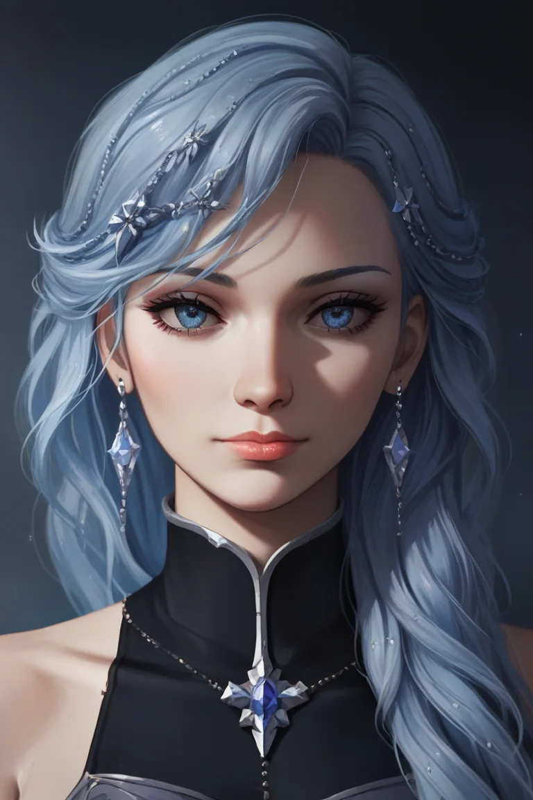 score_9, score_8_up, score_7_up, best quality, masterpiece, 4k, very aesthetic, source_anime, 1girl, textured hair, gray, dungeon, haute couture garments, happiness, midnight, close-up, <lora:Calmlike V2.55:1> calmfd