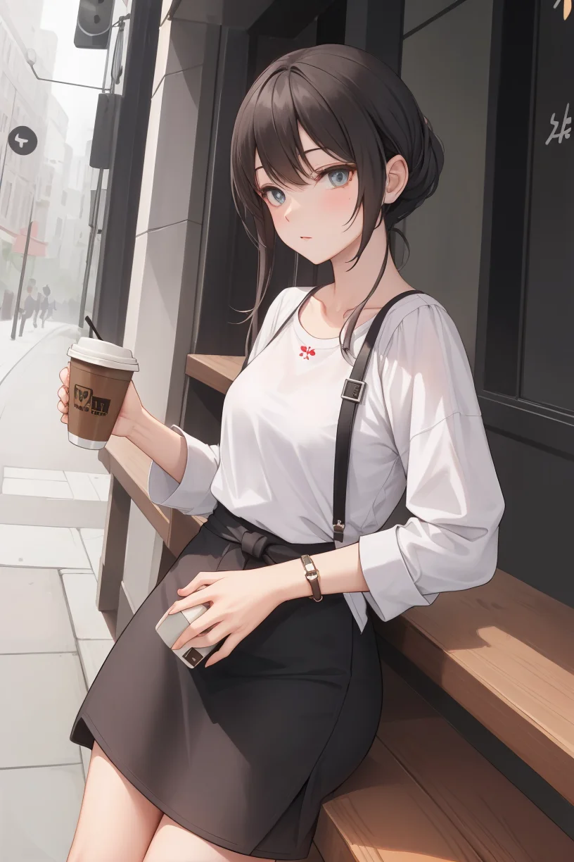 casual style,casual outfit,coffe,cafe, <lora:Kisaki(BlueArchive):0.4>