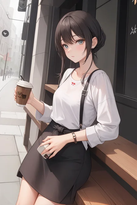 casual style,casual outfit,coffe,cafe, <lora:Kisaki(BlueArchive):0.4>