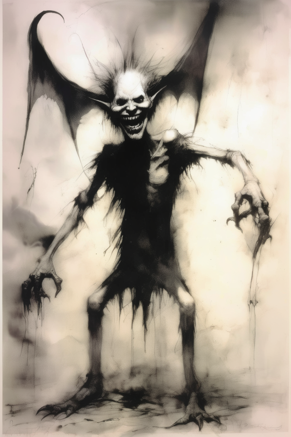 <lora:Stephen Gammell Style:1>Stephen Gammell Style - the devil laughing about the pain he caused drawn