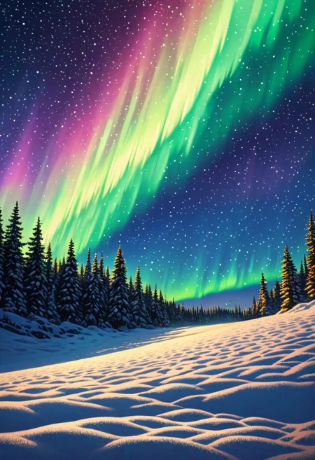 Pointillism style (((masterpiece))),(best quality),4K masterpiece,((ultra-detailed)),highly detailed,detailed shadow,
gold northern lights,closeup of sky,Composed entirely of small, vibrant, highly detailed,1 girl