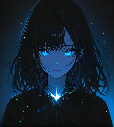 masterpiece,high resolution,8k,
3xpression,,1girl, ,black clothes,,upper body,dark hair,glow
, ,gl0w,, <lora:glowXL-9:0.6>