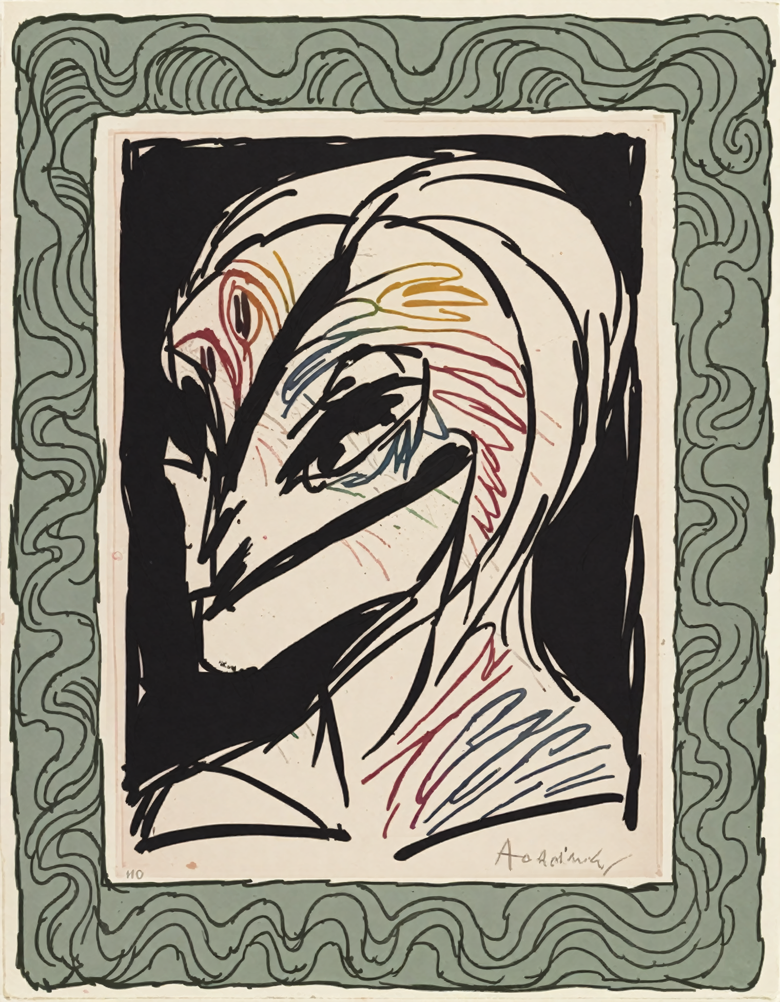 patterns,lines,shapes,expressive brushstrokes <lora:alechinsky_pony_v1:1> ' background 'by alechinsky pierre in 1967,figurative \(genre\),cartographic art,neo-expressionism \(style\),the artwork is a black and white portrait of a woman with a stylized face,created by alechinsky pierre in the year 1989. the portrait is drawn in a sketch-like style,with bold lines and shading that give the image a distinctive and expressive look., score_9, score_6_up, score_7_up