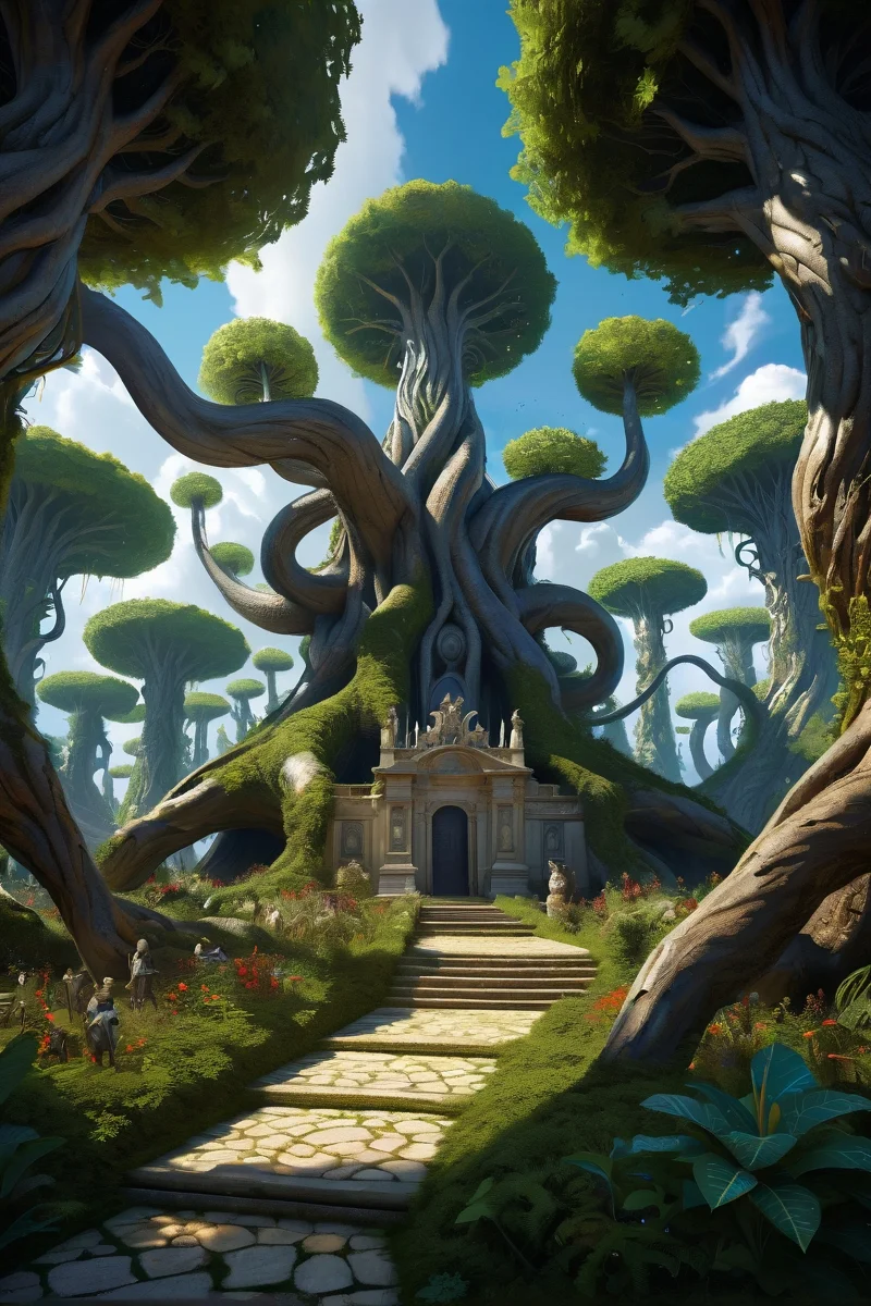 cosmic mangrove roots stabilizing spacetime fractures, structural marvels hosting dark matter harvest festivals documented in solar wind scrolls, moonlit megalithic gardens where sentient topiary beasts graze, their overgrown pathways patrolled by ivory-tusk groundkeepers, cinematic view, epic sky, detailed, concept art, low angle, high detail, warm lighting, volumetric, godrays, vivid, beautiful, trending on artstation, by jordan grimmer, huge scene, grass, art greg rutkowski,
<lora:detailed_notrigger:0.7>, <lora:add-detail-xl:0.3>, oil painting art style from Renaissance period, masterful composition, Renaissance mood, renaissance oil painting, brush strokes, Baroque art style, dynamic composition, dramatic lighting, rich colors, intricate details, professional-grade execution, captures the grandeur and theatricality of the Baroque period