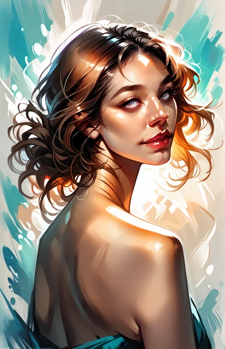 score_9_up, score_8_up, score_7_up ,masterpiece, absurdres, photorealistic, smooth skin,
charming woman, short chestnut brown hair with side-swept bangs, calm gaze, head tilt, back straighten, abstract background of icy fractals and cool tones
 <lora:Roxxin_Cute_Style_1.0:0.9>