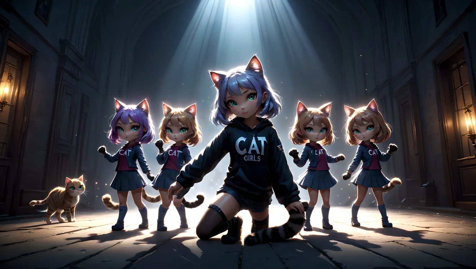 ("CAT GIRLS" text logo),((masterpiece:1.3,,best quality)),full body,dynamic composition,dramatic lighting,epic realistic,<lora:Harrlogos_v1.1:0.8>,