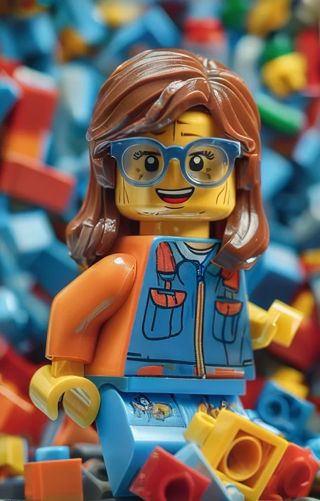 masterpiece,best quality,<lora:tbh246-sdxl:0.9>,illustration,style of lego, tech genius teenage girl