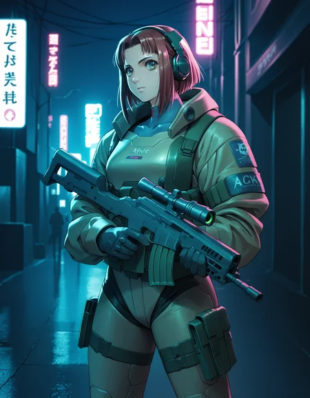 score_9, score_8_up, score_7_up, <lora:peridot-voice-ponyxl-000022:0.8> minako, gloves,
cyberpunk, power armor, headphones, assault rifle, cyberpunk, street, night, neon signs, bokeh, side lighting