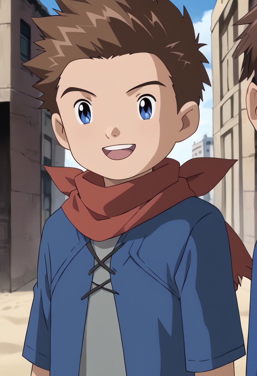 score_9, score_8_up, score_7_up, score_6_up, detailed, 2boys, intricate details, highres, absurdres ,source_anime, BREAK
takato(1boy, brown hair, brown eyes, blue jacket, white shirt, smile)BREAK
ryo(1boy, Brown hair, blue eyes, grey shirt, red neckerchief, shoulder armor, torn shirt, open mouth, teeth, scarf, spiked hair)BREAK
beach, 2 boys together, standing.