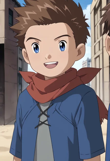 score_9, score_8_up, score_7_up, score_6_up, detailed, 2boys, intricate details, highres, absurdres ,source_anime, BREAK
takato(1boy, brown hair, brown eyes, blue jacket, white shirt, smile)BREAK
ryo(1boy, Brown hair, blue eyes, grey shirt, red neckerchief, shoulder armor, torn shirt, open mouth, teeth, scarf, spiked hair)BREAK
beach, 2 boys together, standing.