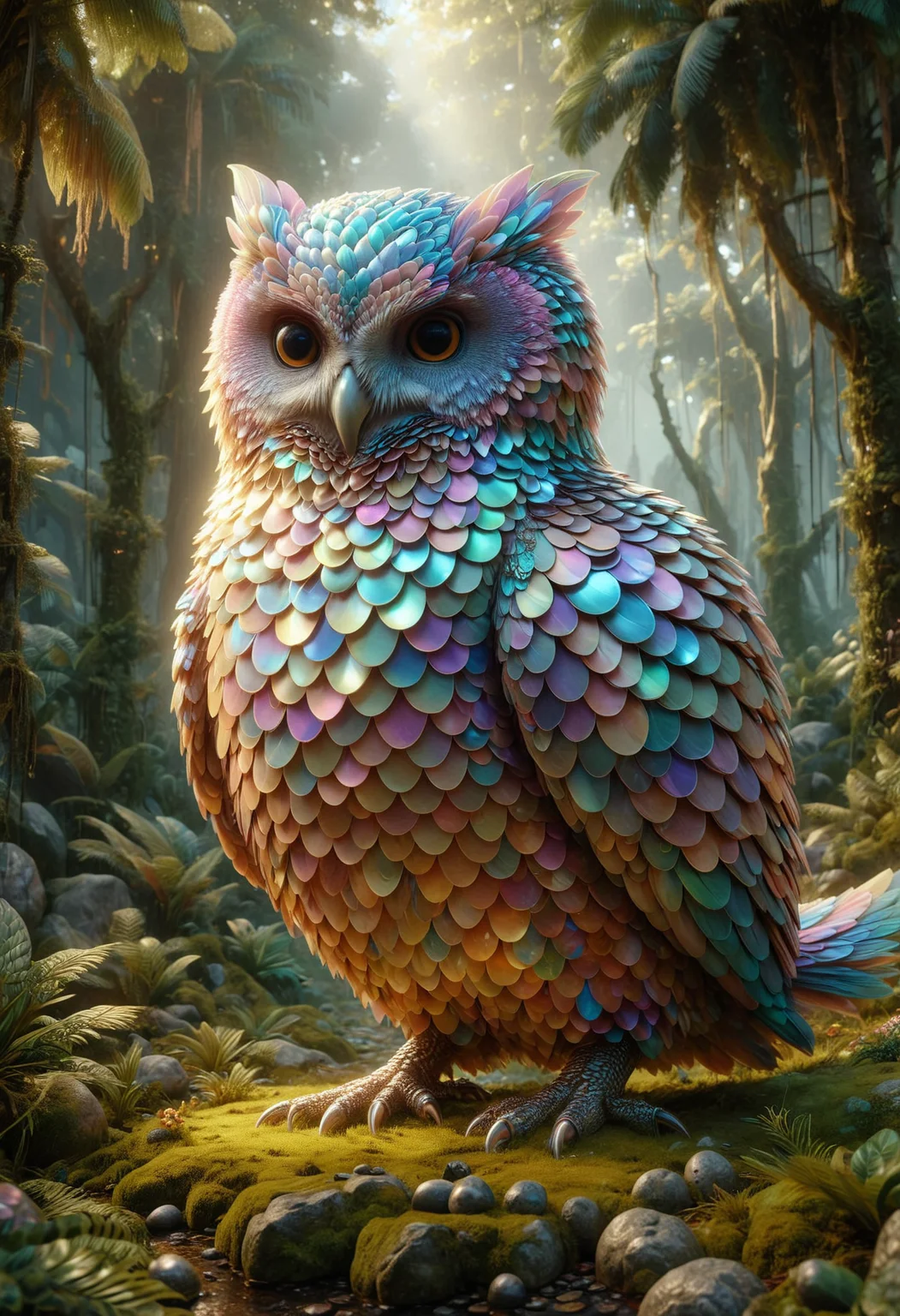 [whimsical art designed by Pixar and Alena Aenami::4], character art, 3D Rendering, artistic Game art, Game art, dense woods, Harsh (Oriental Bay-Owl:1.3), background is Inconsiderate Great Pyramid of Giza, deep focus, Heartfelt, emotionally resonant, imaginative, Surreal digital illustrations, dreamscapes, ethereal environments, cinematic lighting, storytelling through visuals, otherworldly atmospheres, made out of iridescent scales, <lora:PinkieIriSclsSDXL-v1:1>, p1nk1r1sc4l3s,