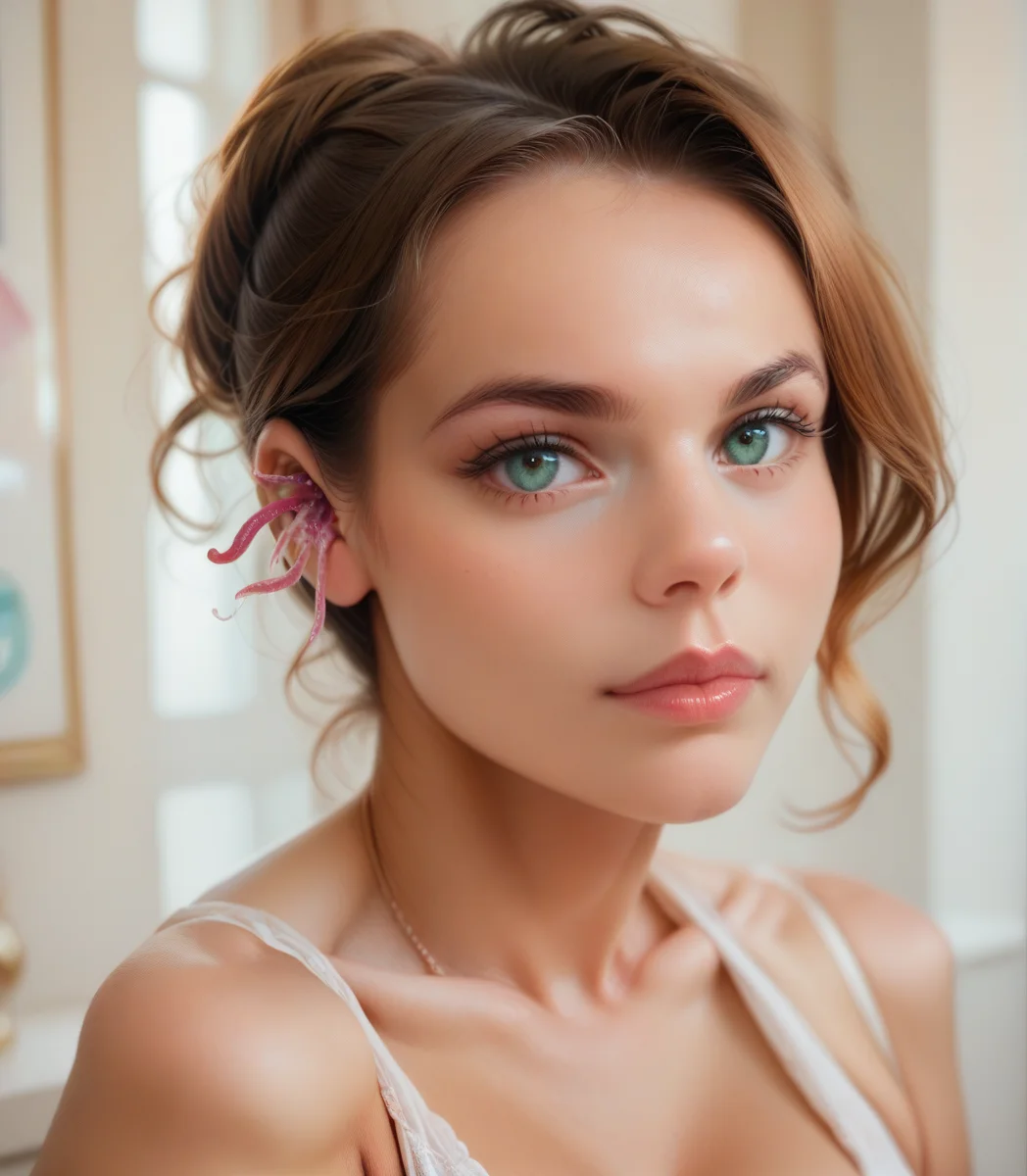 score_9, score_8_up, score_7_up, (1girl), tntcls,(multiple little green tentacles out of ear) ,(masterpiece, best quality,extreme detail), realistic, <lora:tentacles out of ear_v5-000005:0.8>