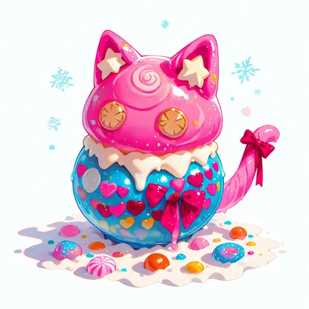 masterpiece, best quality, newest, very aesthetic, absurdres, momowaaai, CHRC4ND7, candy cat