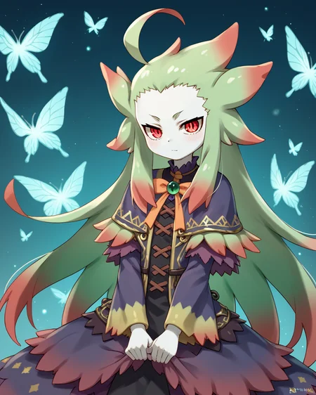 score_9, score_8_up, score_7_up, score_6_up, score_5_up, score_4_up, BREAK source_anime,<lora:add-detail-xl:1>,<lora:Expressive_H:1>,
<lora:Sirara_PONY:1>,sirara, 1girl, solo, red eyes, long hair, green hair, ahoge, multicolored hair, pale skin,monster girl, dress,