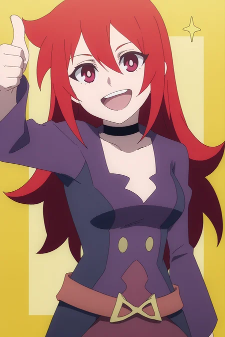 smiling, thumbs up to viewer, friendly, helpful, cheerful expression, Chariot du Nord, solo <lora:Little_Witch_Academia-Chariot_du_Nord-PDXL:0.8>