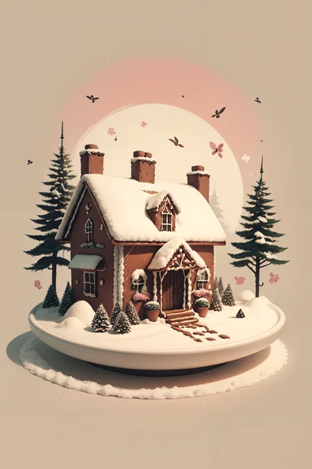 <lora:Calligraphy-ink-style-darquelilly-v1:1> calligraphyinkstyle, fairy tale, a house made of gingerbread and pastries, everything is covered with powdered sugar snow, house made out of pastry, pink background <lora:ral-pastry-sd15:1>