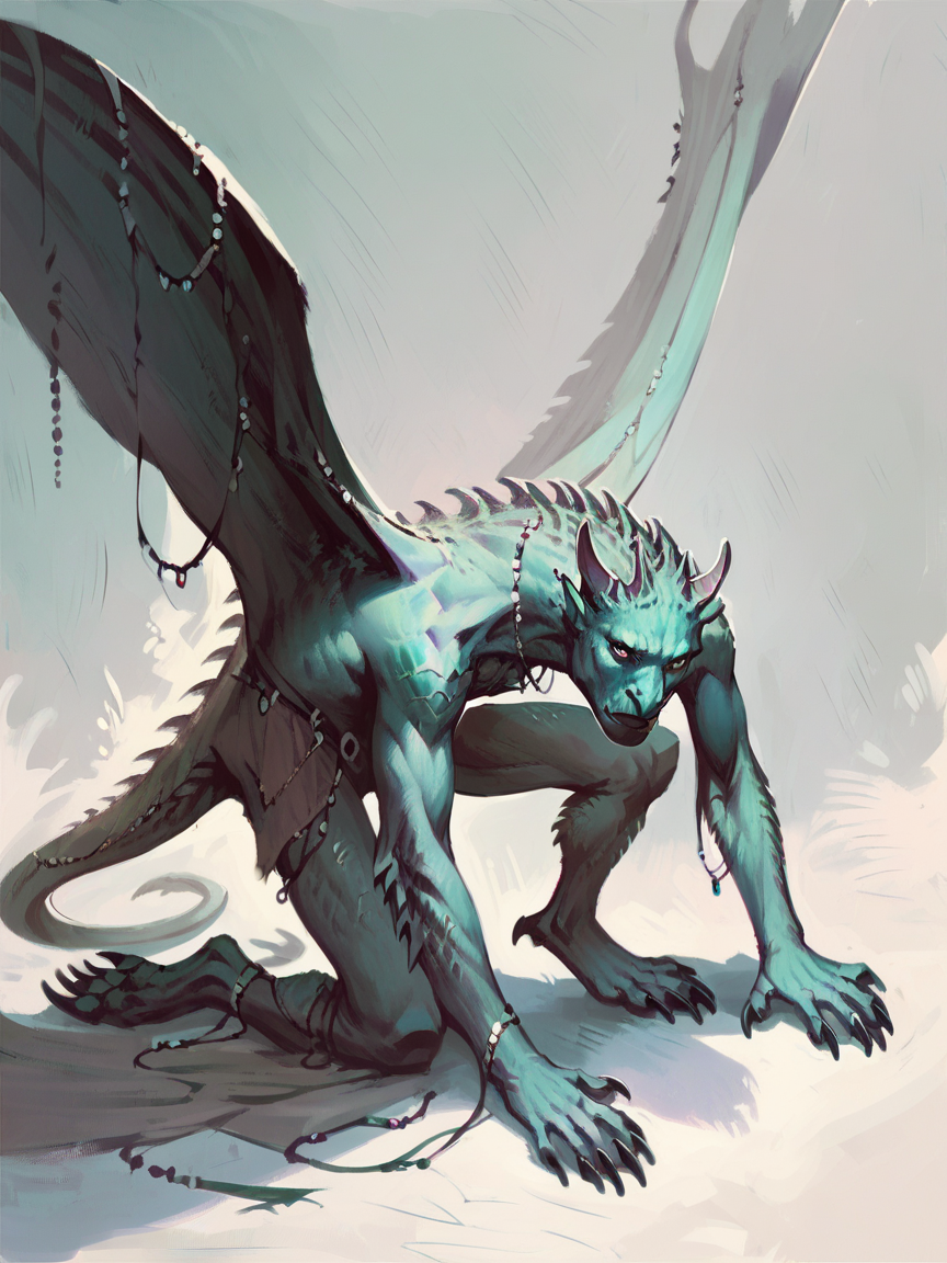 score_9, score_8_up, score_7_up, score_6_up, score_5_up,  <lora:NilsHXLP:1> nilsh, no humans, solo, wings, monster, horns, claws, tail, all fours