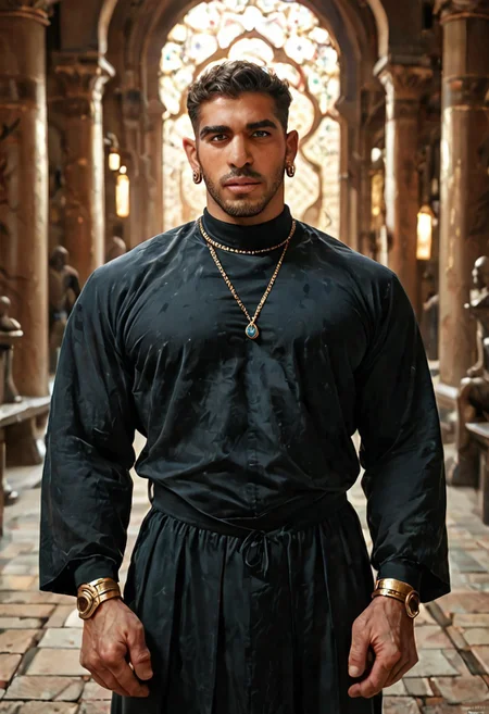 score_9, score_8_up, score_7_up, score_6_up, score_5_up, score_4_up, beautiful Muslim man, handsome, huge biceps, earrings, black, looking at viewer, shy male, male bangles, jewelry, puffy lips, thick thighs, standing, praying in a mosque, Salah, fully clothed, covered body, conservative clothes,
BREAK
score_9, score_8_up, score_7_up, score_6_up, source_cartoon, (best quality, masterpiece, aesthetic, perfect details,realistic:1.2),aaPO8il