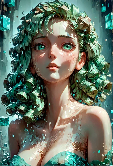 score_9,score_8_up,score_7_up,embedding:zPDXL2, masterpiece,best quality,highly detailed,detailed background, film grain,glowing,hand person,Expressiveh, , 1girl, solo, looking at viewer, green eyes, upper body, parted lips, green hair, lips, portrait, curly hair, green theme, cube, glitch<lora:增强\LCM_LoRA_Weights_SDXL.safetensors:1.0:1.0> <lora:增强\(增强)Hands XL 4.safetensors:1.25:1.25> <lora:风格\收藏\Concept Art DarkSide Style LoRA_Pony XL v6.safetensors:0.4:0.4> <lora:增强\glowneon_xl_v1.safetensors:1.0:1.0> <lora:增强\(增强)Expressive_H-000001.safetensors:0.8:0.8>