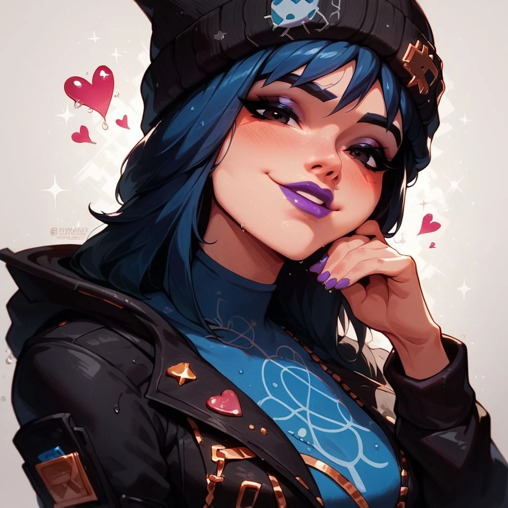 score_9, score_8_up, score_8, score_9, professional portrait, hope_fortnite, seductive face, love face, sparkle, love, heart, blue hair, beanie, head resting on hand, pyjama, relax cloth, hoodie, looking at viewer, tilted head, smiling, close picture, posing, posing at an angle, dynamic sexy pose, medium breasts, medium perfect round breasts, toned body, cute face, very sexy, very cute, adorable, shiny skin, wet skin, volumetric lighting, aesthetic design, dramatic angle, dramatic framing, cinematic framing,