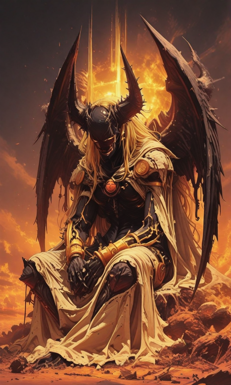 concept, sitting, [ angel | devil ] , [ heaven | hell ], judgement   <lora:- iLL - the_edgy_mech_V2.0-step000013500:.8>,  <lora:ck-shadow-circuit-IL:0.8>   <lora:- iLL - master_of_slob_omnom_V1.0-step00003500:.8>