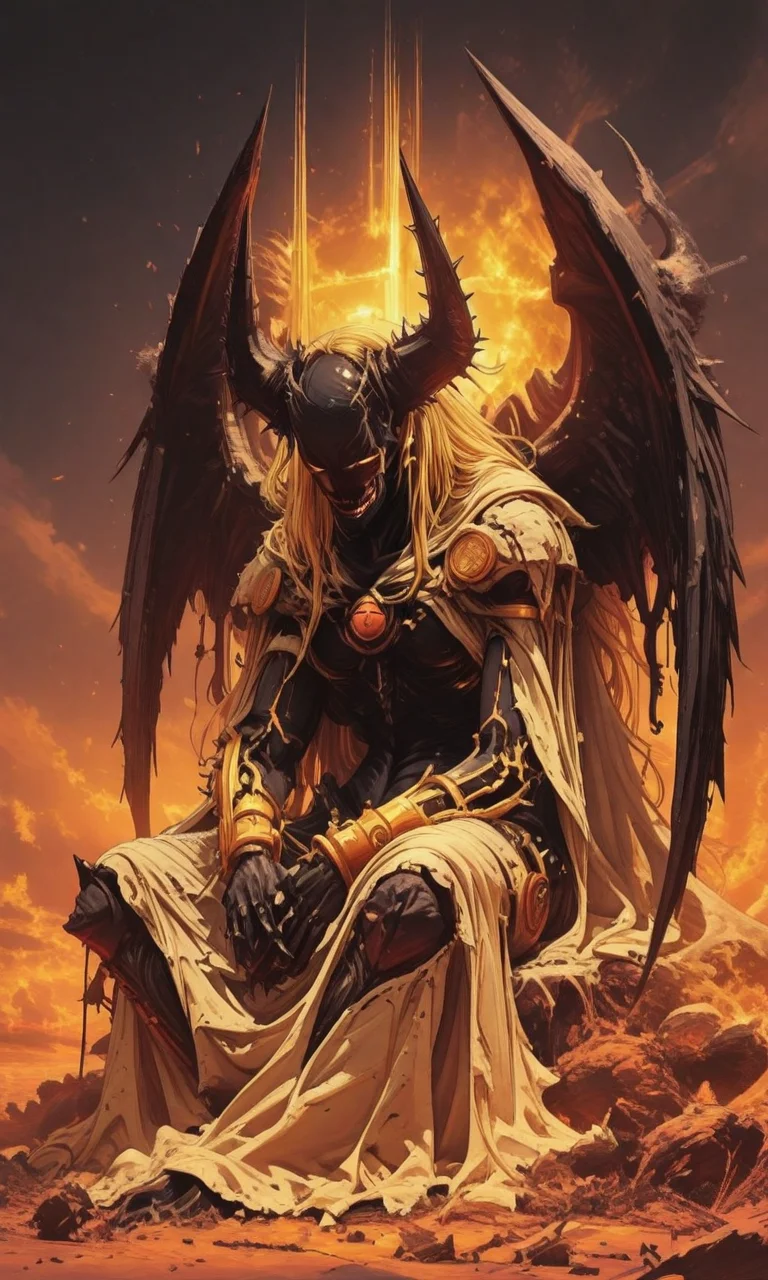 concept, sitting, [ angel | devil ] , [ heaven | hell ], judgement   <lora:- iLL - the_edgy_mech_V2.0-step000013500:.8>,  <lora:ck-shadow-circuit-IL:0.8>   <lora:- iLL - master_of_slob_omnom_V1.0-step00003500:.8>
