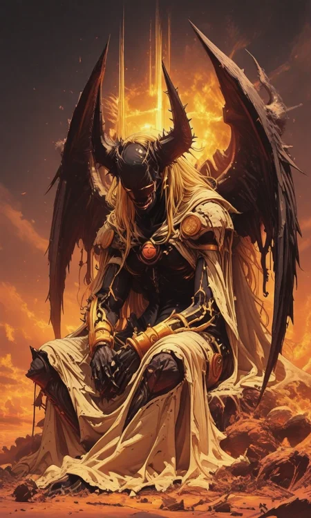 concept, sitting, [ angel | devil ] , [ heaven | hell ], judgement   <lora:- iLL - the_edgy_mech_V2.0-step000013500:.8>,  <lora:ck-shadow-circuit-IL:0.8>   <lora:- iLL - master_of_slob_omnom_V1.0-step00003500:.8>