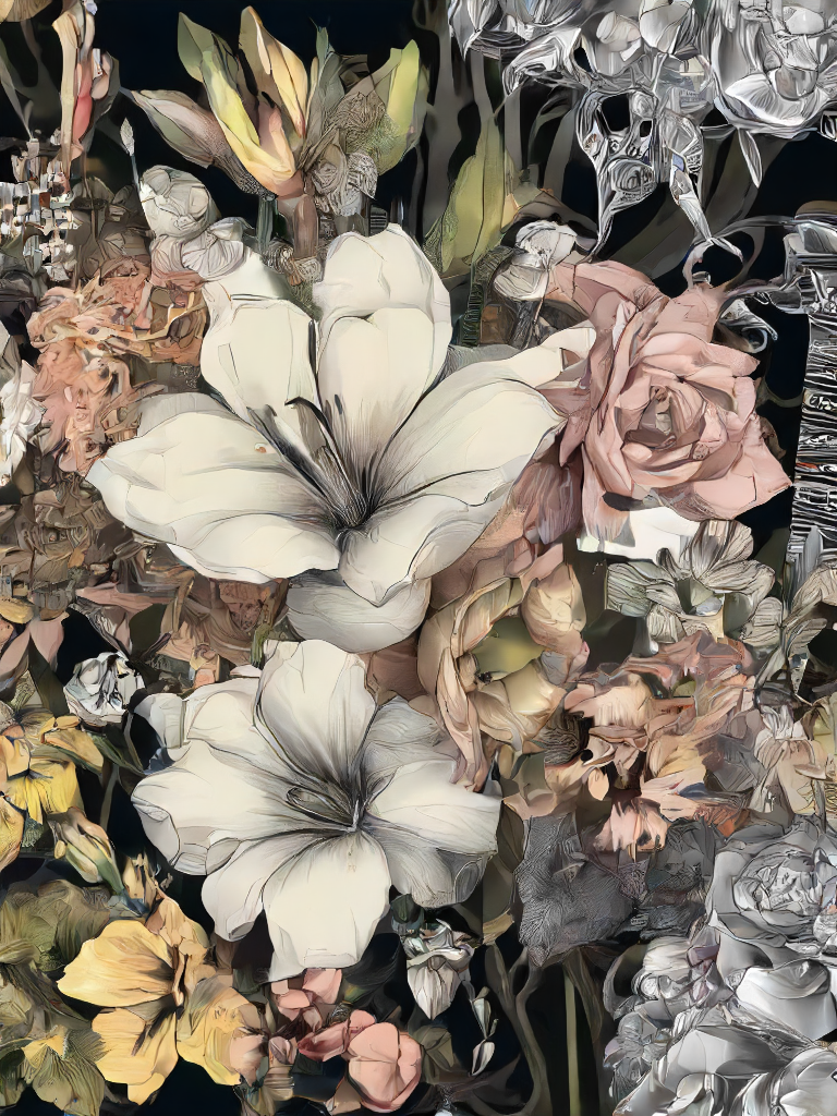 a still life of a flower an' some stuff, detailed, high quality