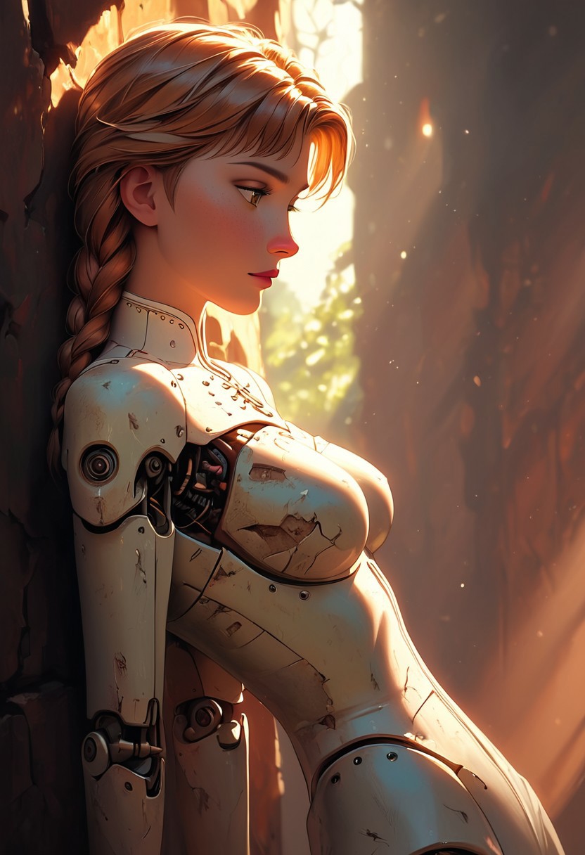 masterpiece,best quality, highly detailed, score_9, score_8_up, score_7_up, score_6_up, source_cartoon,
 BREAK
1milf, dollmaker’s creation, porcelain joints, (mechanical breasts, cracked), attic workshop
BREAK
looking sideways (frozen scream), sawdust leaking, needles protruding from back, drawings pinned to body, dusty sunlight
 BREAK
dynamic light, warm_light, vibrant colors warm_colors, soft focus, high contrast, textured surfaces, depth of field, golden hour lighting, dramatic shadows, rich details, nature-inspired color palette, playful composition.
,dynamic angle,dynamic light,background,