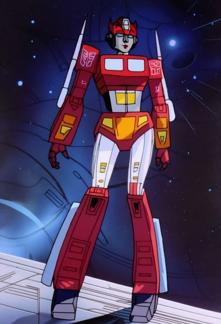 robot planet in space
score_8_up <lora:Transformers 86 FT-000005:1> 1female, autobot, female, all red body, red legs, red head, red armour, small body, short stance, petite body, slender form, full body, slim body, slim waist, round large eyes, blue eyes, short legs, small horns protruding from head, , female lips, excited expression, curvy limbs,