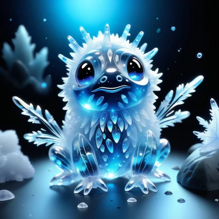 a cute creature made out of Jed-Blmicry,  <lora:BioIceCrystalStyle-000006:0.7>, masterpiece, full of details,
