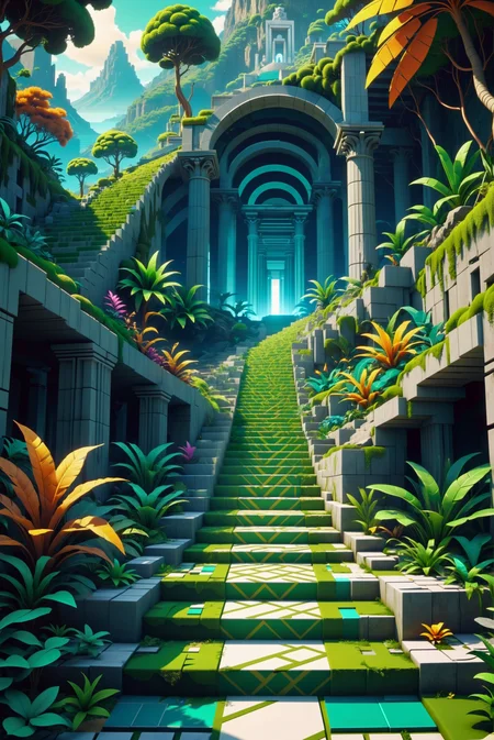 cinematic photo voxel squared ancient greece brutalist architecture b4dtr1p style special sonic 1 stage green hill zone sega genesis jungle stike sim city
<lora:FaeTastic:0.5> <lora:BadTrip_V1:0.7>, architecture stairs inside a geometrical pattern by Escher, optical illusion, math ilustration, sine wave, gaussian distribution, tessellation, use of mathematics, geometry, and optical illusions to create impossible worlds and mind-bending images. themes of infinity, recursion, and transformation. . 35mm photograph, film, bokeh, professional, 4k, highly detailed