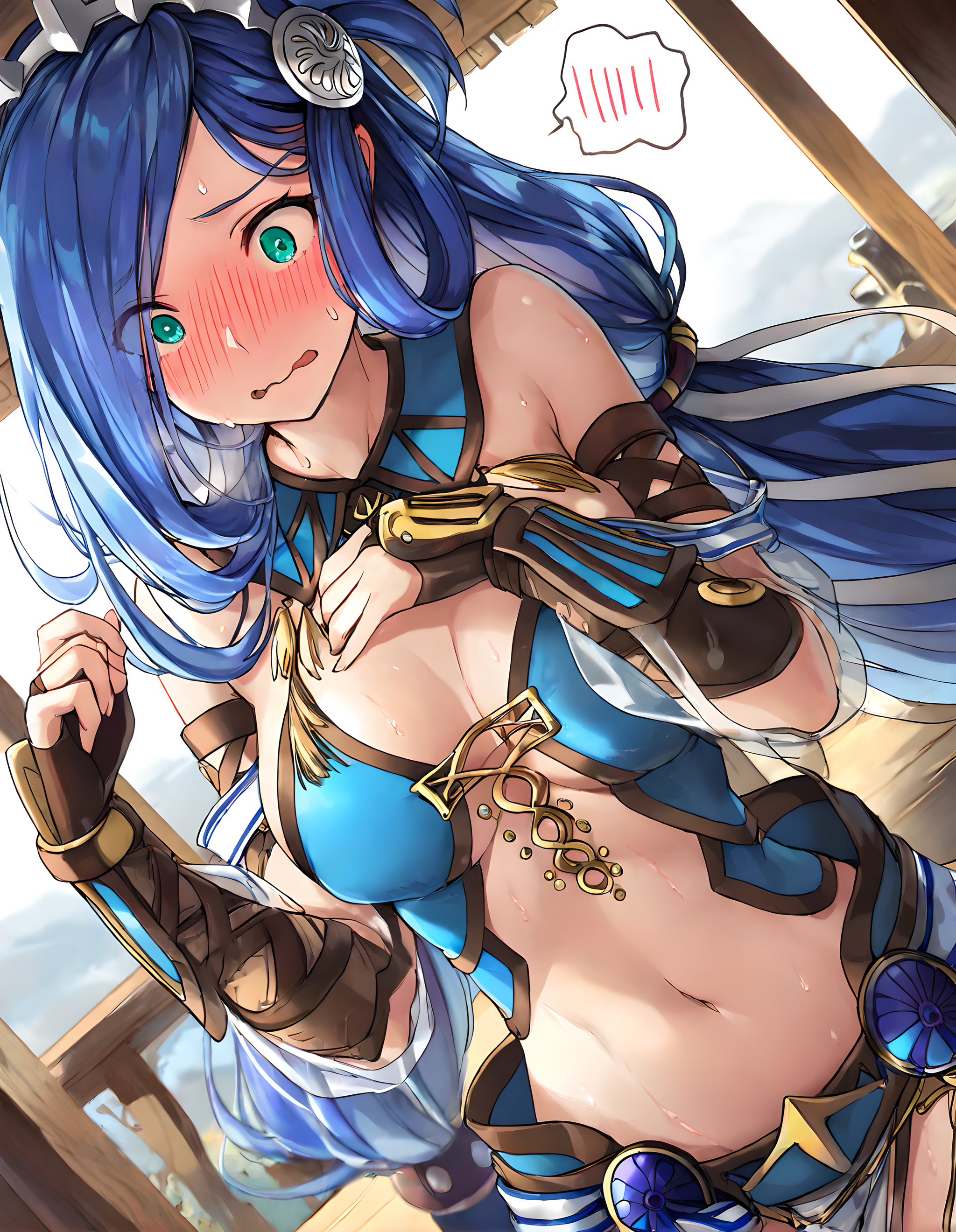<lora:illustrious_XL_dana_v2:0.8>,dana,masterpiece,best quality,good quality,1girl,solo,flustered,sweat,wavy_mouth,