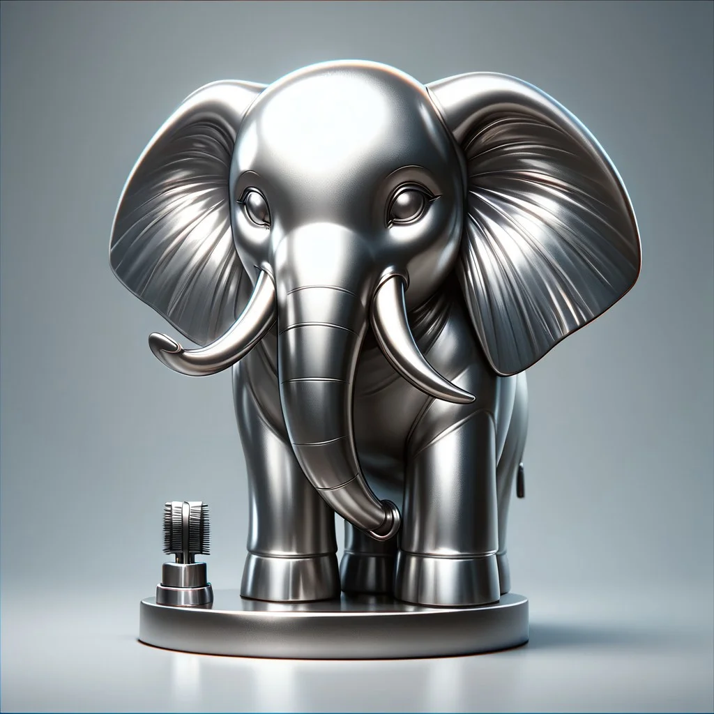 score_9, score_8_up, score_7_up, elephant shaped steel, made of steel, brushed steel, brushed, matt,
