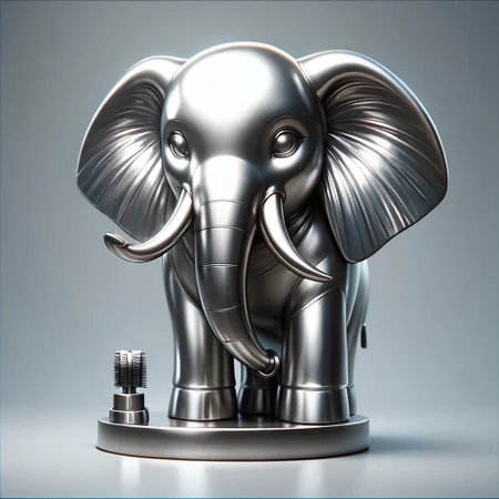 score_9, score_8_up, score_7_up, elephant shaped steel, made of steel, brushed steel, brushed, matt,
