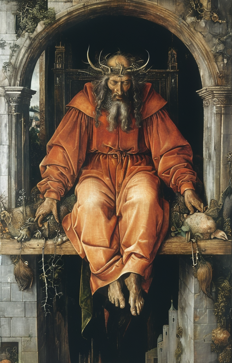masterpiece,best quality,<lora:tbh183-sdxl:0.8>,illustration,style of Albrecht Durer, Nazgul over sleeping town
