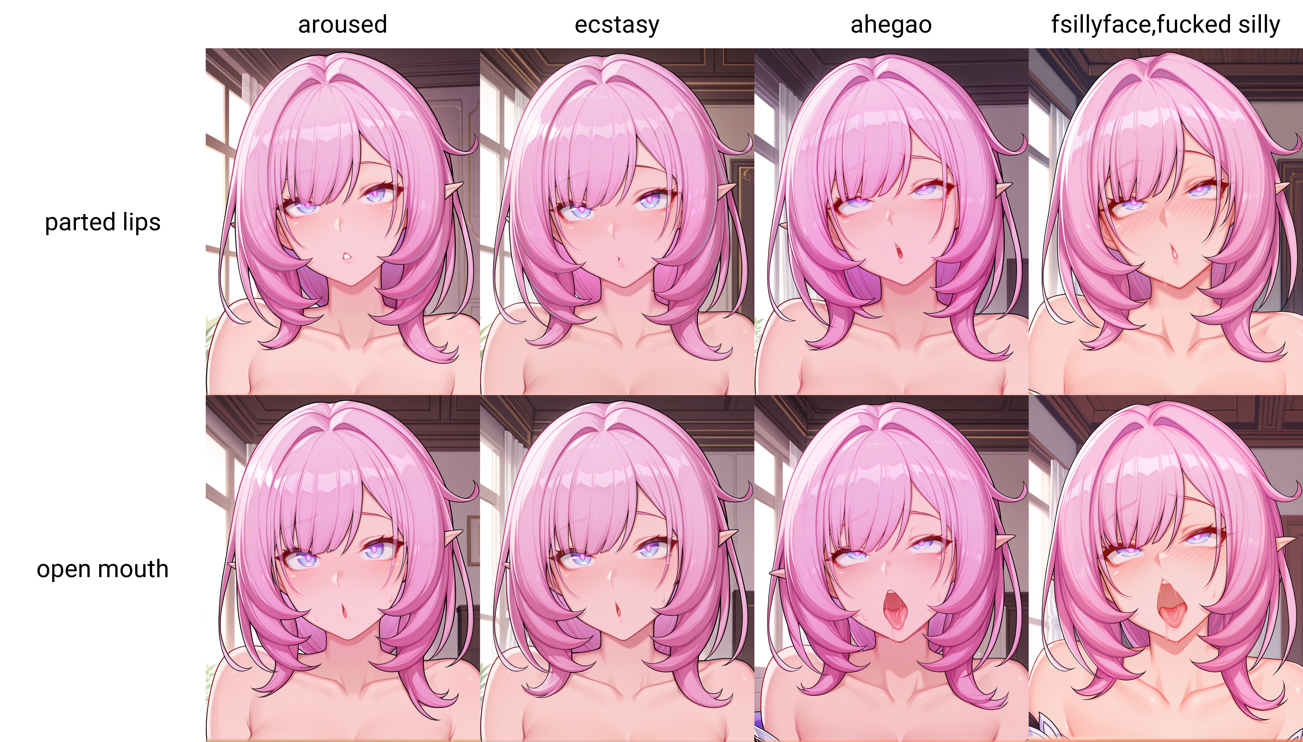 aroused,parted lips,elysia \,(honkai impact\),lewd expression,portrait,bare shoulders,collarbone,indoors,looking at viewer,<lora:Lewd_Expression_v2:1>,, masterpiece,best quality,amazing quality, very aesthetic, absurdres,detailed eyes,ultra-detailed,