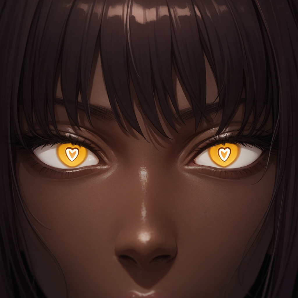 source_anime, score_9,score_8_up, score_7_up,score_6_up, (karin\(blue archive\):0.9), anime style,eyedetailxl, bettereyes, detailed_eyes, Eye Level, extreme_close-up, BREAK, 1woman, Karin, dark-skinned_female, brown skin, (yellow eyes), (heart-shaped_pupils), symbol-shaped_pupils, halo,