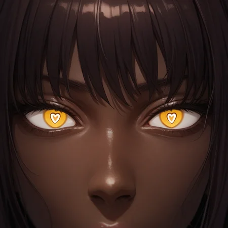 source_anime, score_9,score_8_up, score_7_up,score_6_up, (karin\(blue archive\):0.9), anime style,eyedetailxl, bettereyes, detailed_eyes, Eye Level, extreme_close-up, BREAK, 1woman, Karin, dark-skinned_female, brown skin, (yellow eyes), (heart-shaped_pupils), symbol-shaped_pupils, halo,