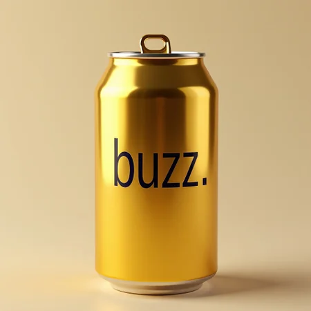 a golden  can with the text 'buzz'