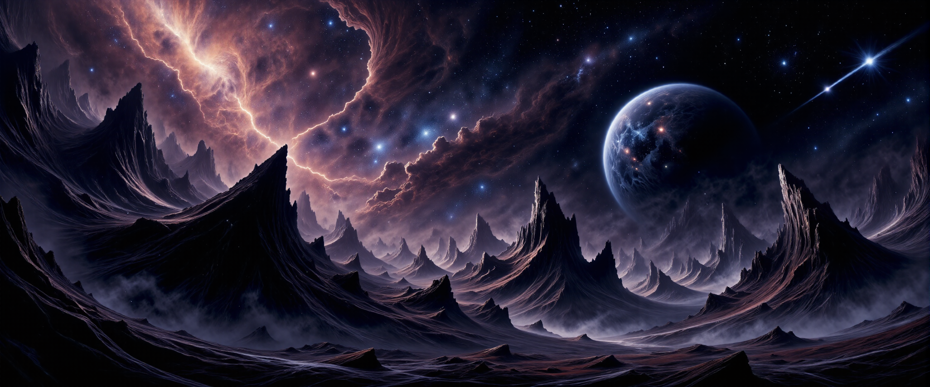 when the master shakes the heavens, 
when the luminaries hide, 
we call upon the absolute, 
tainted skies, 
when the wind repeats the motion, 
and the raging sea abides, 
we gaze upon the shadows, 
in a tainted sky, james webb space telescope, nebula, <lora:james_webb_space_telescope-flux-by_motimalu:0.24> <lora:style-veil_of_darkness-flux-by_donmischo:0.44> <lora:style-dark_landscapes-flux-by_andreac75:0.64> <lora:style-fantastic_landscapes-flux-by_artifyai:0.76> <lora:image_enhancer-flux-by_dever:0.6>