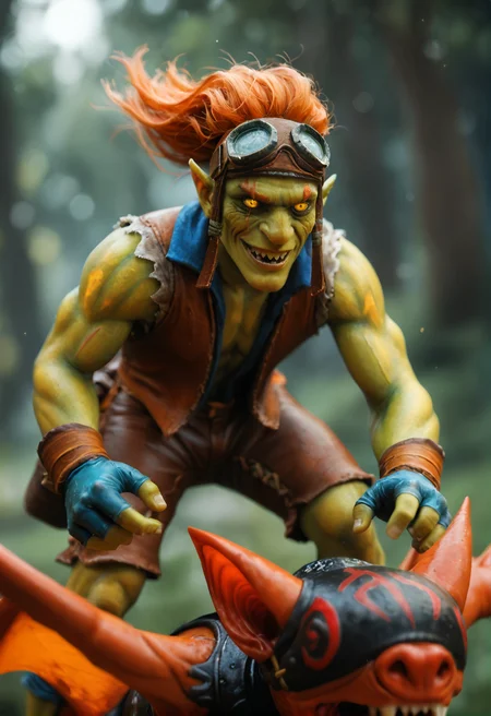 <lora:batrider_v1:0.8> batrider_v1
1boy, yellow skin, green skin, green legs, green face,
pointy ears,
colored skin,
teeth, sharp teeth,
orange hair,
yellow eye, scar on eye,
gloves, goggles, goggles on head, brown long shorts
riding a bat, , bat, score_9, score_8_up, score_7_up, score_6_up, derpibooru_p_95,
detailed eyes, beautiful, detailed background, perfect eyes,
blur censor, blurry, blurry background, blurry foreground, bokeh, motion blur,
chromatic aberration, depth of field, figure, focused, focus
photography, realistic sun light and shadows, photorealism, UHD --ar 9:16 --style raw --stylize 700,
solo,
The image is a portrait holding a crystal in his hands. The crystal appears to be a faceted faceted gemstone with a rainbow-colored light emanating from it. The overall mood of the image is mysterious and captivating.