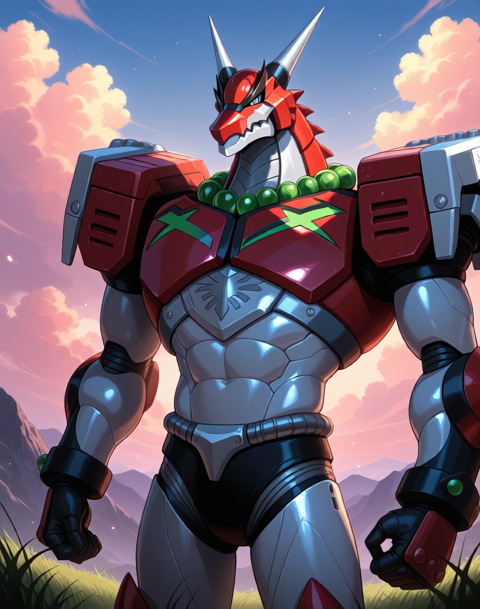 <lora:Magma_Dragoon_(Mega_Man_X)_(Illustrious)_(AD):1> Magma Dragoon, reploid, MMX, 
exterior, sky with clouds, grassy valley,
male focus, intense shadows, dynamic shadows, intricate details, attention to details, gradient coloring, bright vivid colors, robot, bent leg, glossy metal body, dragon, cowboy shot, abs, 
BREAK very awe, masterpiece, best quality, amazing quality, very aesthetic, highres, absurdres, photographic realism, 8K CGI render,
EZRealPONYXL, zPDXL, Smooth Quality, lazynsfw,