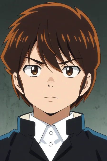 score_9, score_8_up, score_7_up,score_6_up,score_5_up,score_4_up,source_anime,BREAK, rating_safe, intricate details, , anime screencap, anime coloring, official style, depth of field,1boy, solo, male focus,<lora:ataru:0.83> ,ataru moroboshi,brown hair,dark brown eyes,short hair,hair between eyes,looking at viewer, simple background, shirt, closed mouth, jacket, school uniform, white shirt, collared shirt, portrait, gakuran,upper body  , , , <lora:sdxl_lightning_8step_lora_315544:1>