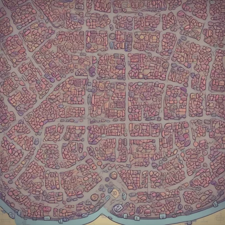 Map of a modern city, top down view