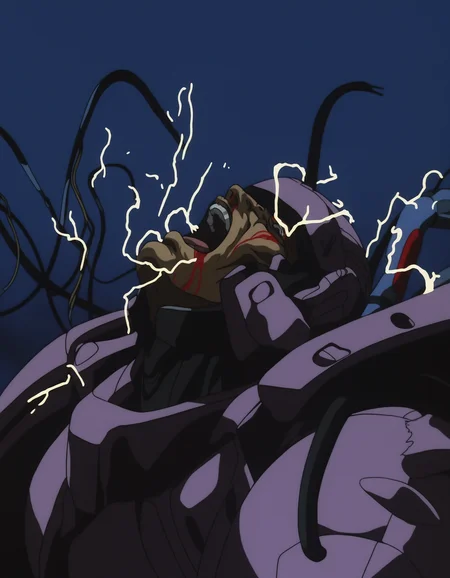 highly detailed, best quality, masterpiece, science fiction, anime screenshot,
1boy, blood, solo, open mouth, power armor, armor, electricity, retro artstyle, screaming, robot, mecha, lightning, glowing, helmet, blood on face, death, bad end, injury, manly, 1980s \(style\), nosebleed, shouting, cable, 1990s \(style\) <lora:Cyber City Oedo 808 Illustrious 0.1:0.8>
