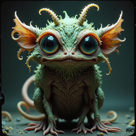 a chimera rat-bat monster, w31rd13sfl1, with three-eyes and tendrils