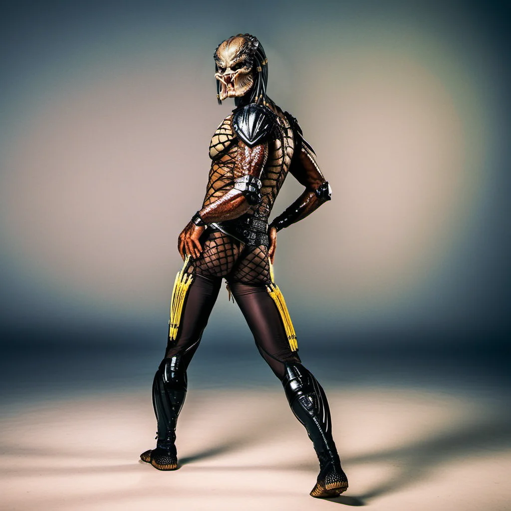 Predator1024, sideview, full body, sexy pose,pro photoshooting, detailed eyes, highly detailed, photography, ultra sharp, film, bokeh, professional, 4k <lora:add-detail-xl:1.5> <lora:Predator1024-000280:0.8>