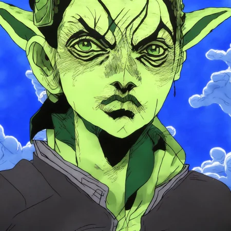 <lora:JolyneCujoh15:1> Jolyne Cujoh as Master Yoda, Very detailed, clean, high quality, sharp image, text, blurry, grainy, watermark, incoherent, smudged, collage